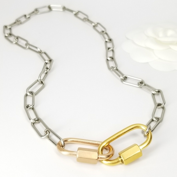 NWT Stainless Steel Carabiners Choker Lariat - Picture 7 of 10